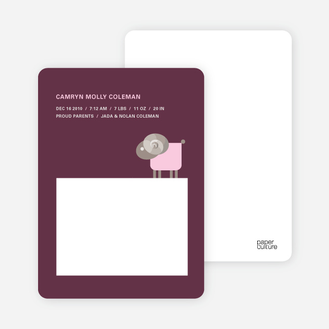 Sheep Baby Announcement - Burgundy