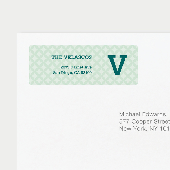 Star Pattern Address Labels - Green