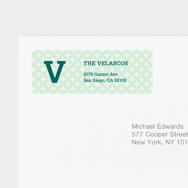 Star Pattern Address Labels - Green