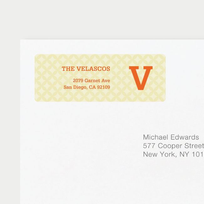 Star Pattern Address Labels - Orange