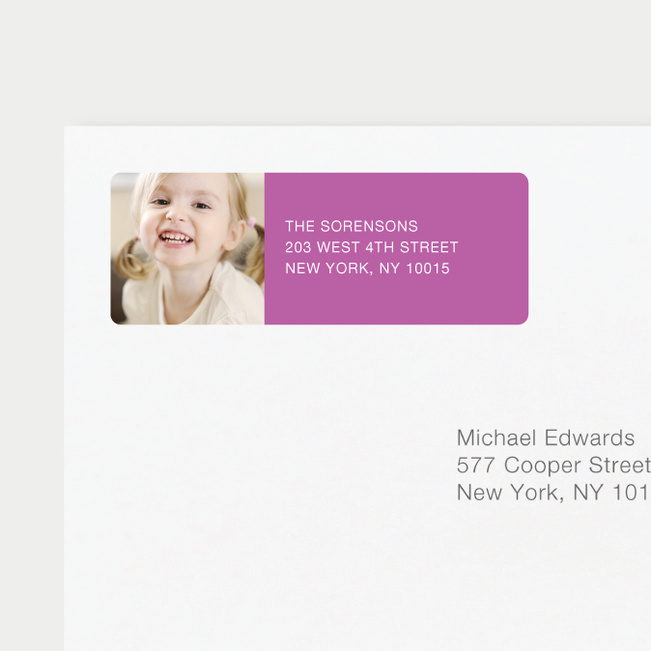 Chic Photo Return Address Labels - Purple