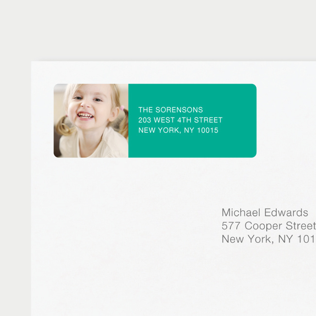 Chic Photo Return Address Labels - Blue