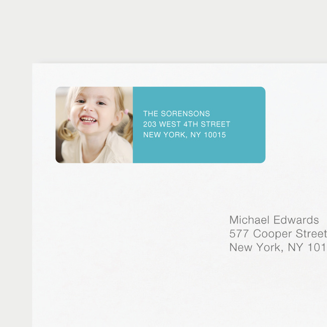 Chic Photo Return Address Labels - Blue