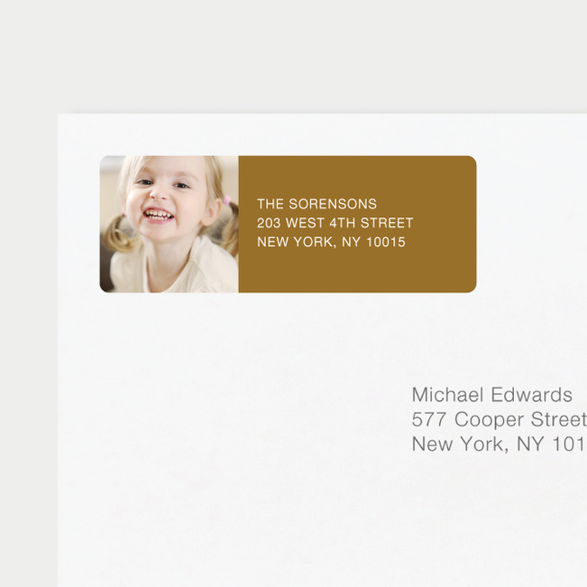 Chic Photo Return Address Labels - Brown