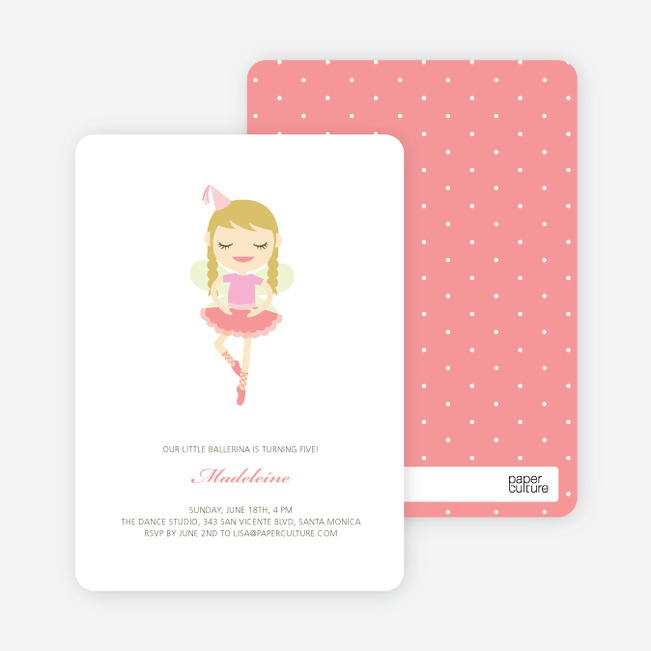 Ballerina Birthday Invitations - Cotton Candy