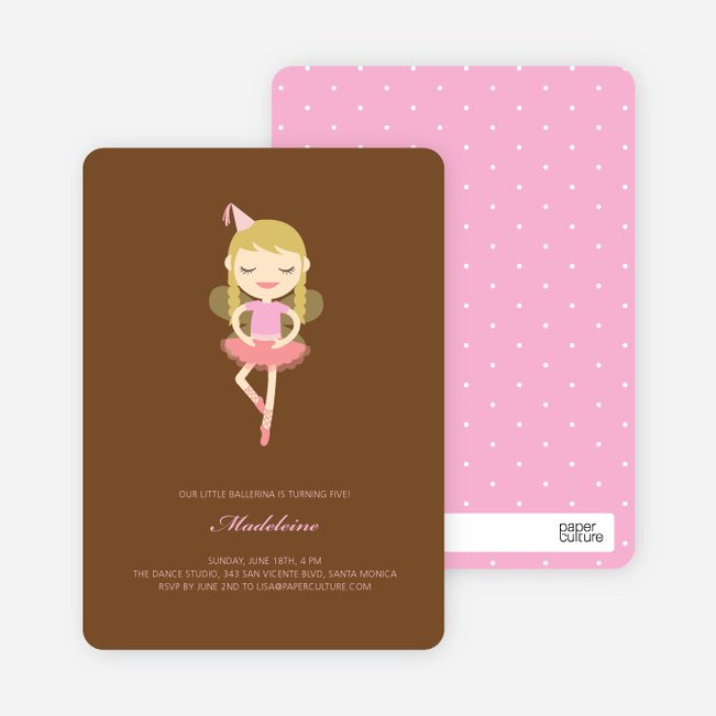 Ballerina Birthday Invitations - Russet Brown