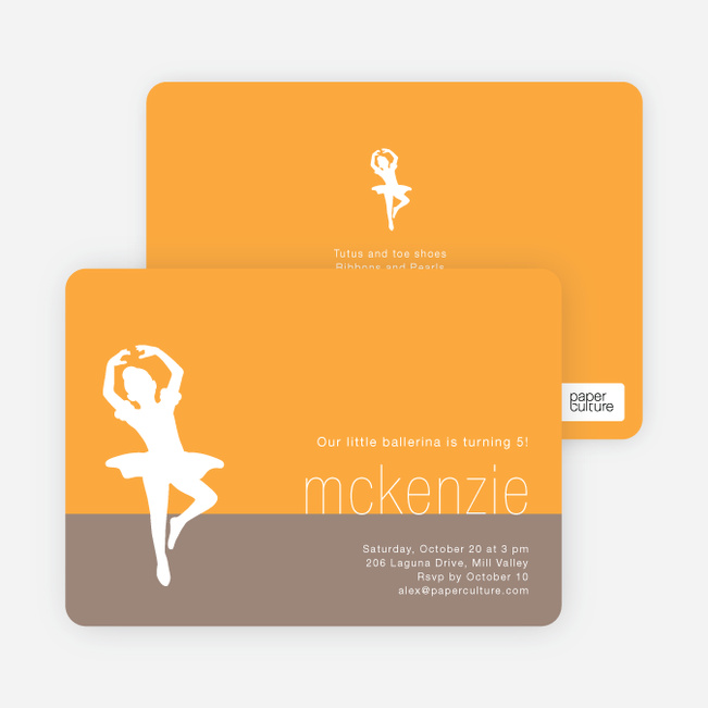 Ballerina Modern Birthday Party Invitation - Bubble Gum Pink