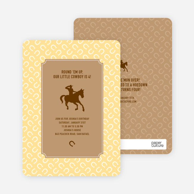 Cowboy Birthday Invitation - Saddle Brown