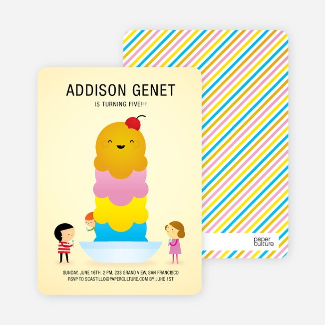 Ice Cream Sundae Birthday Party Invitations - Sorbet