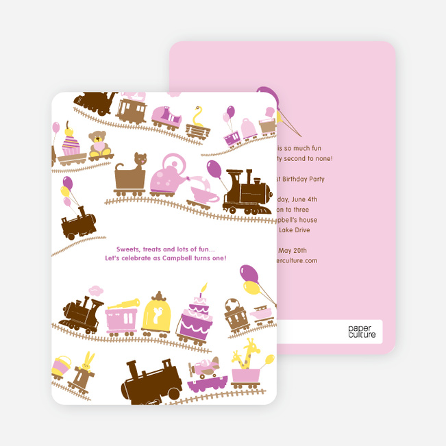Little Engine that Would and Could Birthday Invitation - Pink