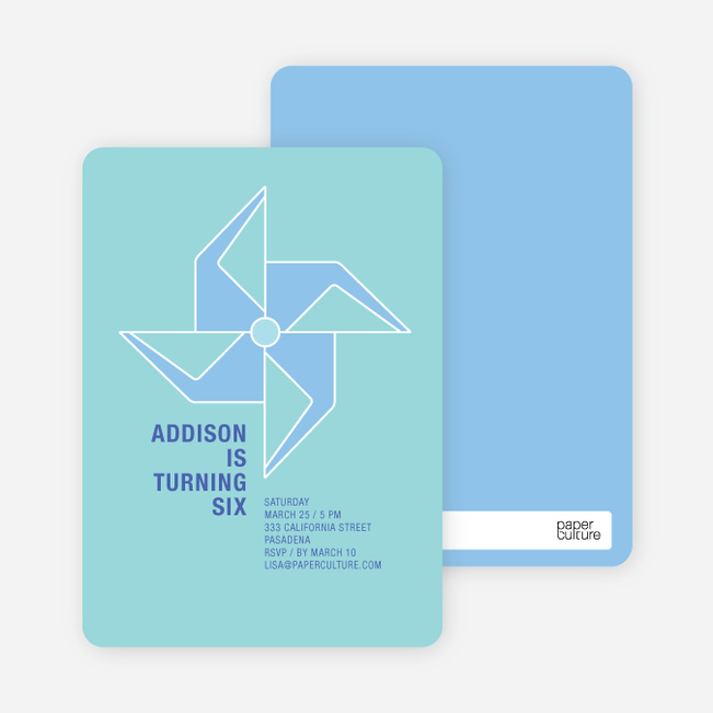 Origami Pinwheel Birthday Party Invitation - Russet Brown