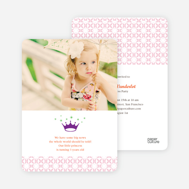 Princess Birthday Invitation - Carnation