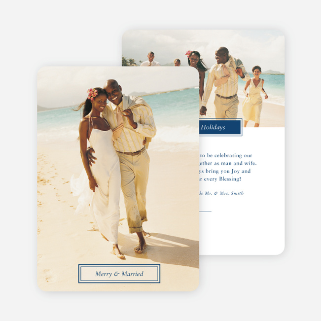 Merry & Married Holiday Cards for Newlyweds - Blue