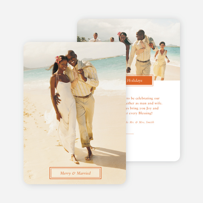 Merry & Married Holiday Cards for Newlyweds - Orange