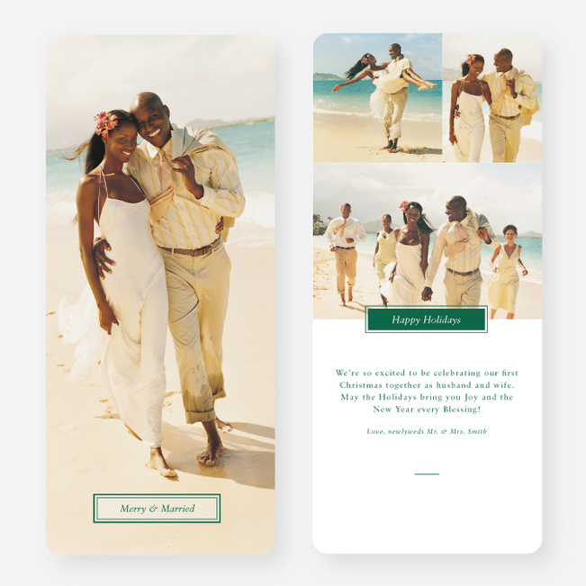 Merry & Married Holiday Cards for Newlyweds - Green