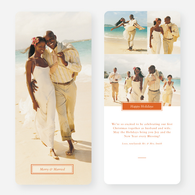 Merry & Married Holiday Cards for Newlyweds - Orange