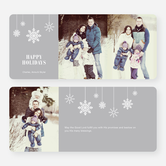 Snowflake Ornaments Holiday Cards - Gray