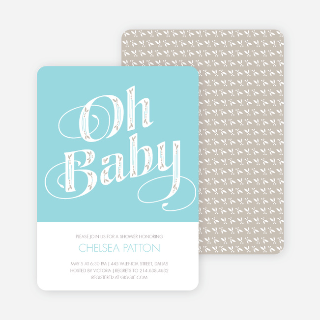 Oh Baby Shower Invitations - Blue