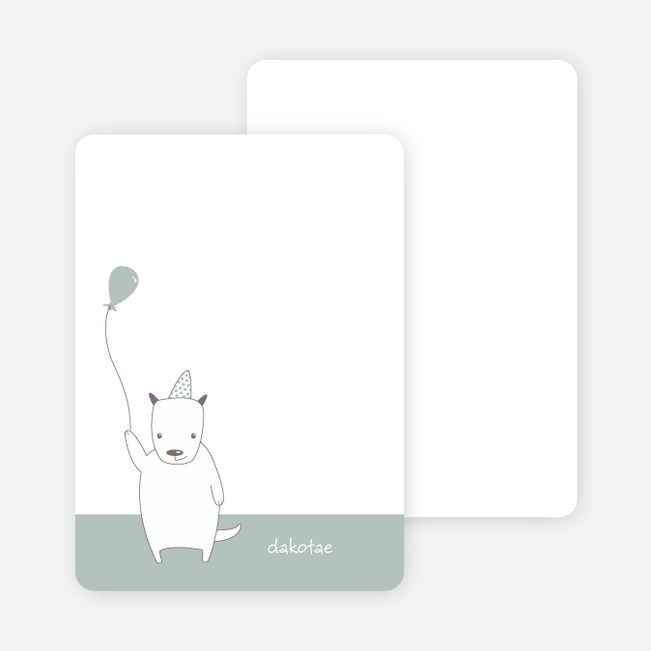 Note Cards: ‘Dog Themed Photo Invitation’ cards. - Dusty Green