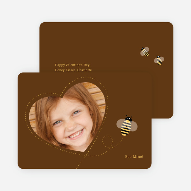 Bee Mine Heart Shaped Photo Card - Espresso