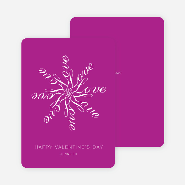 Love Flower Personalized Note Cards - Magenta