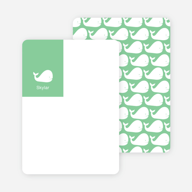 Moby Dick Whale Stationery with Personal Photo - Mint Green