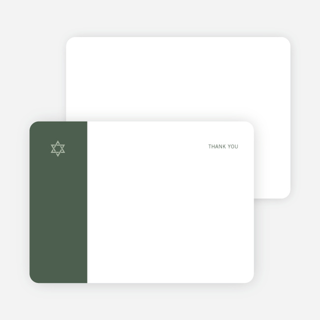 Note Cards: ‘Simple Essence Star of David’ cards. - Olive Green