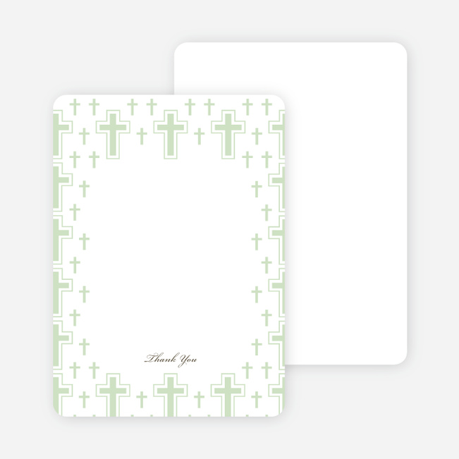 Note Cards: ‘Light of the Cross Baptism Invitation’ cards. - Pale Green