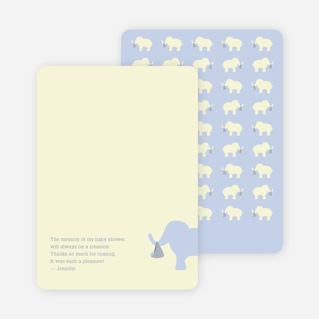 Thank You Card for The Time is Now Baby Shower Invitation - Dusty Blue