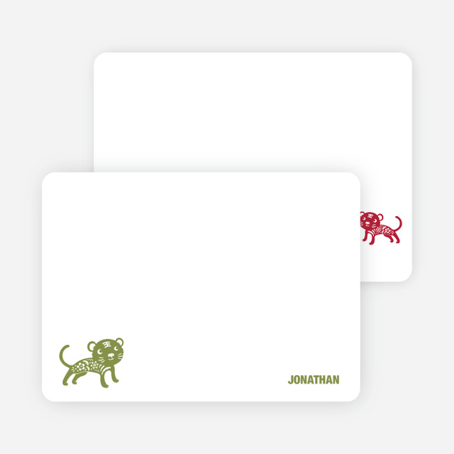 Note Cards: ‘Simply Tiger’ cards. - Olive Green