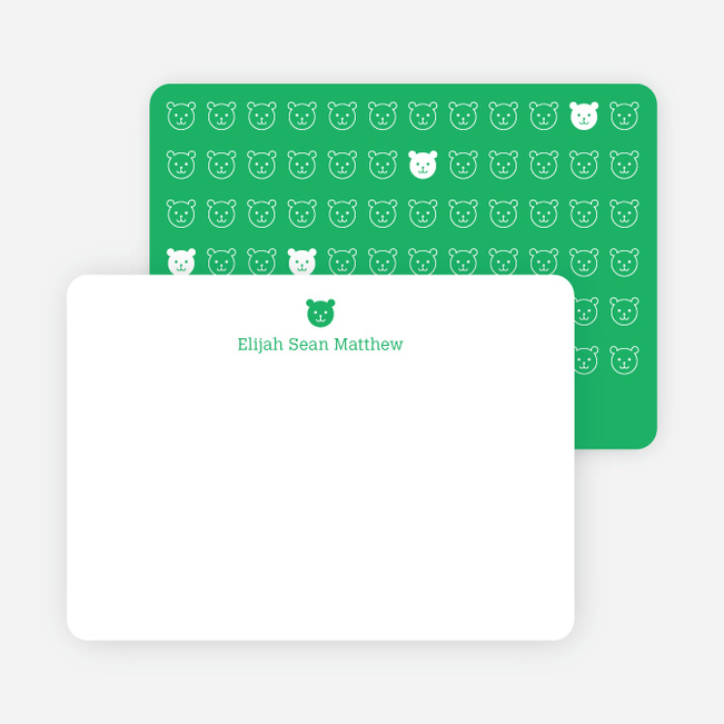 Stationery: ‘1 Little Bear’ cards. - Emerald