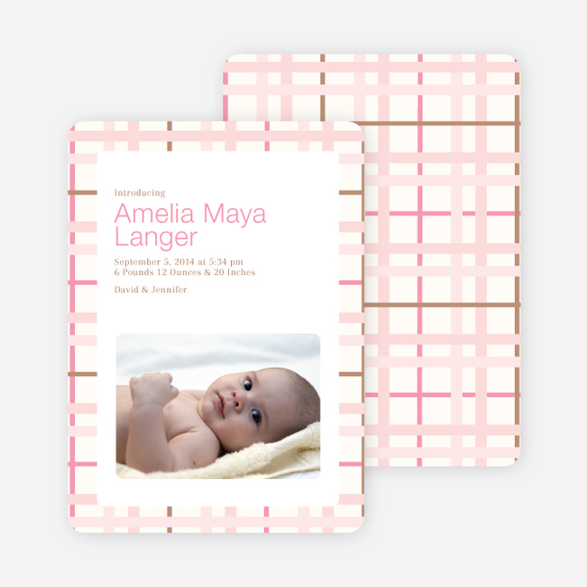 Baby Quilt Photo Birth Announcements - Rose