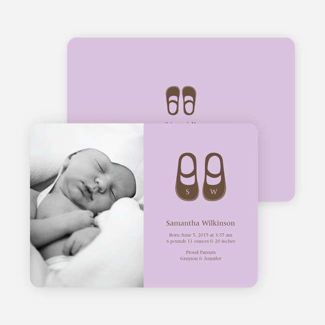 Baby’s Got a New Pair of Shoes Photo Baby Announcements - Pale Violet