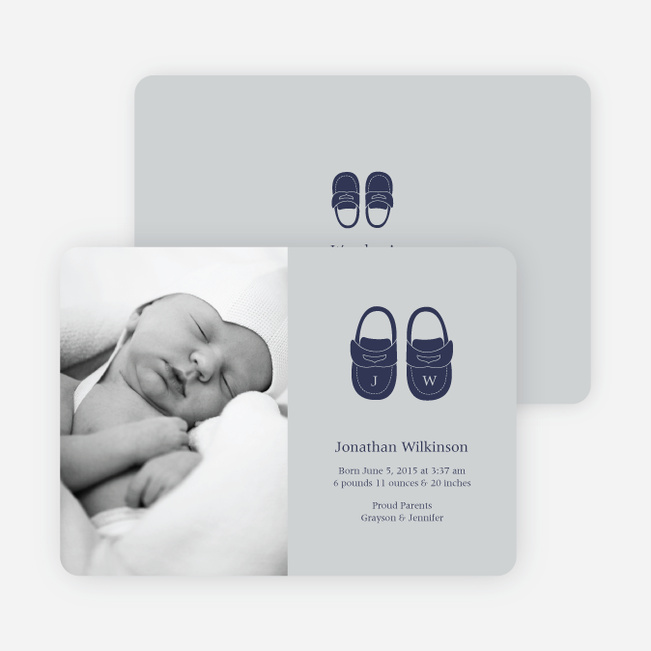 Baby’s Got a New Pair of Shoes Photo Baby Announcements - Pale Gray