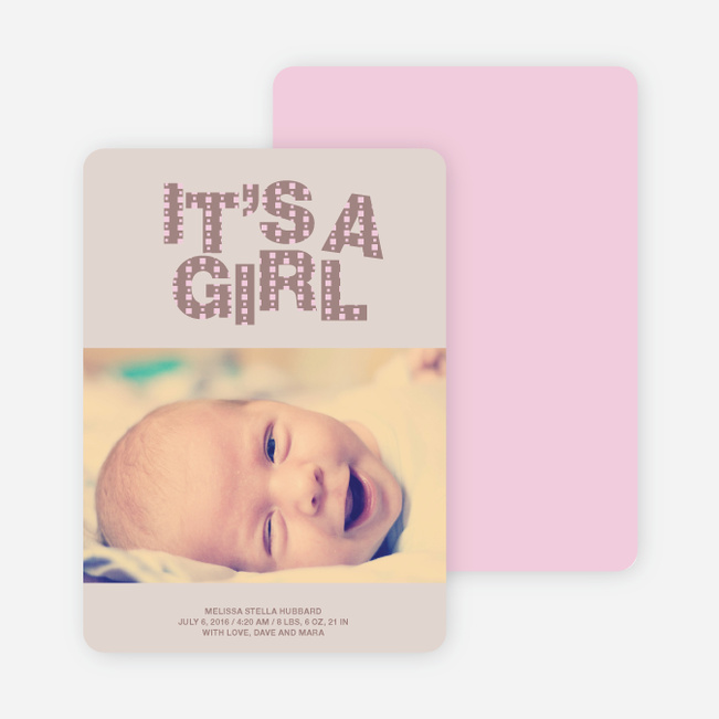 Bold Letters for Bold News Baby Announcements - Mauve