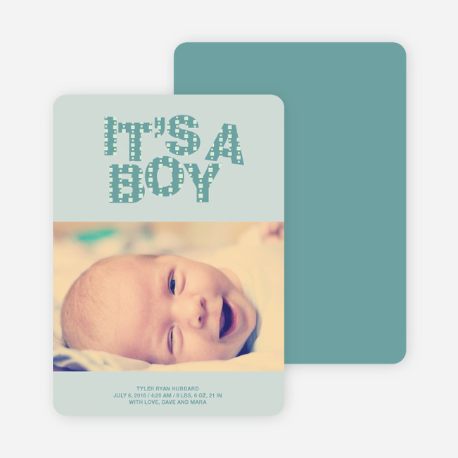 Bold Letters for Bold News Baby Announcements - Teal