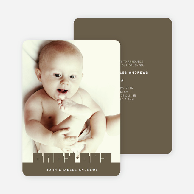 Bold Modern Boys’ Baby Announcement - Army Green