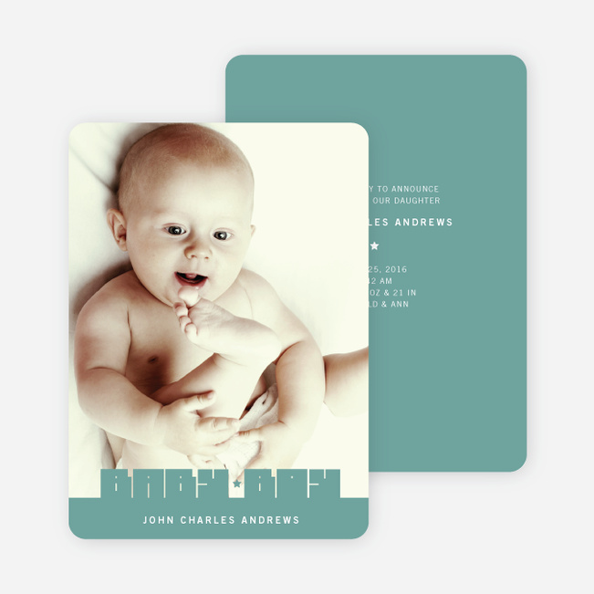 Bold Modern Boys’ Baby Announcement - Sea Green