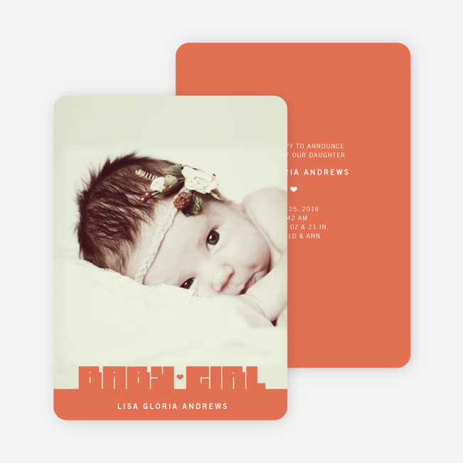 Bold Modern Girls’ Baby Announcement - Sienna