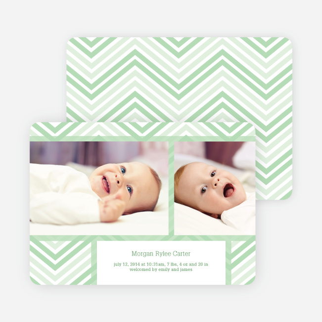 Chevron Stripes Baby Announcements - Green