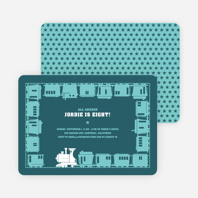 Classic Train Birthday Party Invitation - Blue