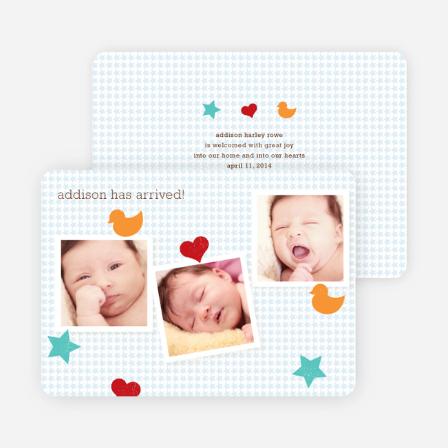 Fun Sticker Birth Announcements - Blue