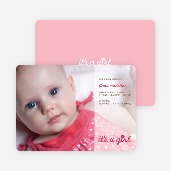 It’s a Girl Photo Birth Announcements - Magenta