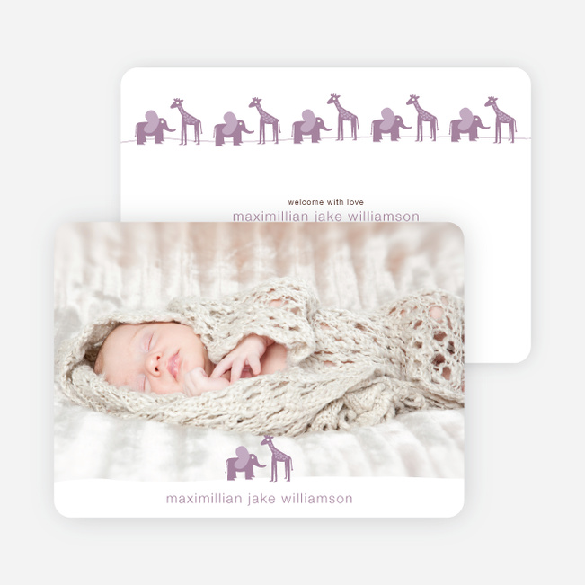Jungle Fun Baby Announcement - Plum