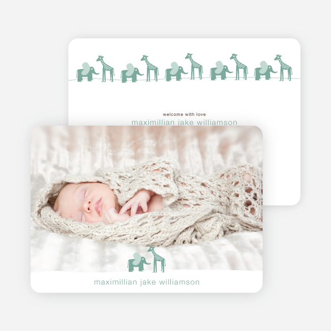 Jungle Fun Baby Announcement - Sea Green