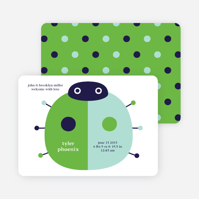 Modern Ladybug Baby Announcement - Kelly Green