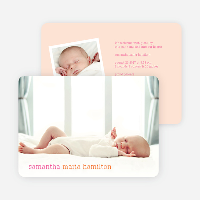 Modern Text Simply Photos Birth Announcements - Carrot Cake