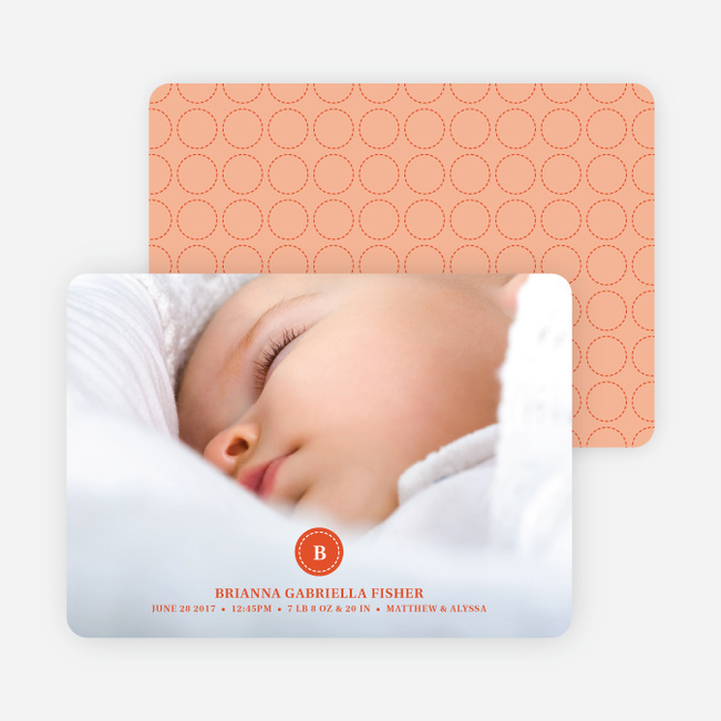 Monogram Circle Birth Announcements - Sun Drop