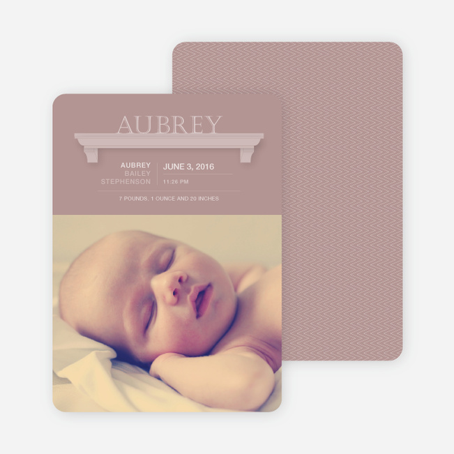 Name Frame Photo Baby Announcements - Vintage Rose