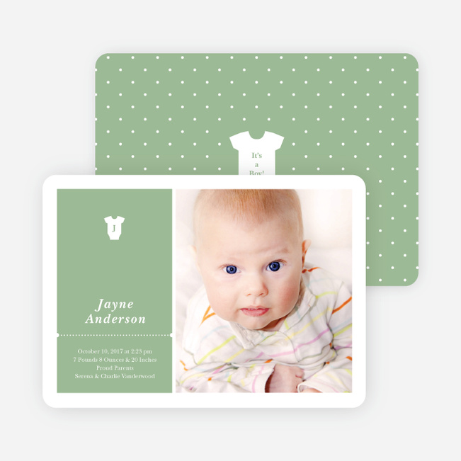Onesie Tag Fresh Birth Announcements - Greesie